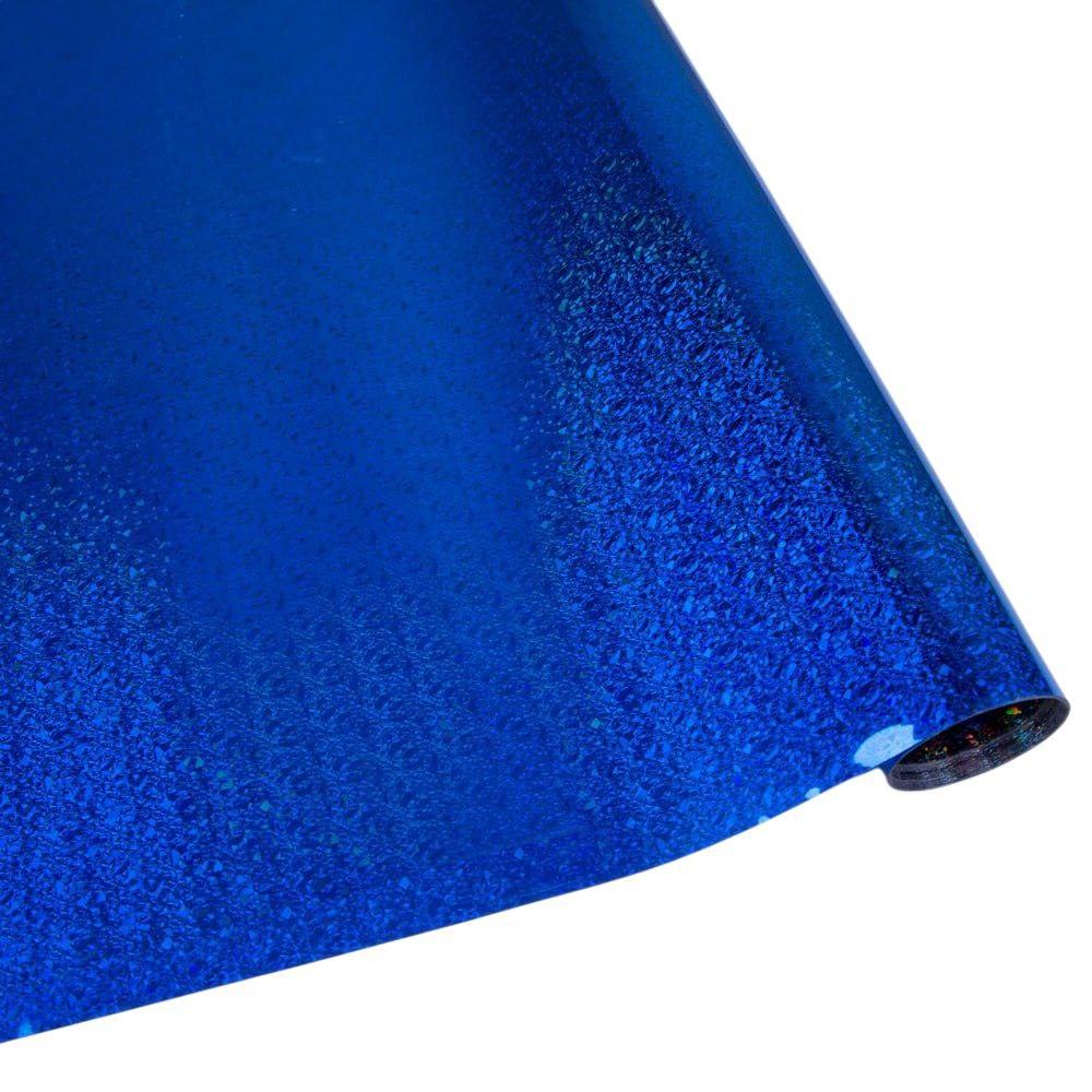 Плівка подарункова 70 см × 10 м синьо-срібна голограма | пакувальна плівка для подарунків, декоративна упаковка, голографічна плів