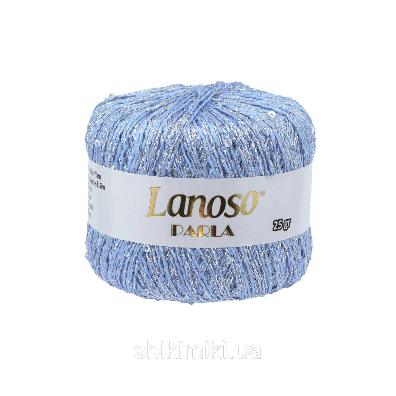 Пряжа з мініпаєтками Lanoso PARLA, колір Блакитний + паєтка голограма, фото 1