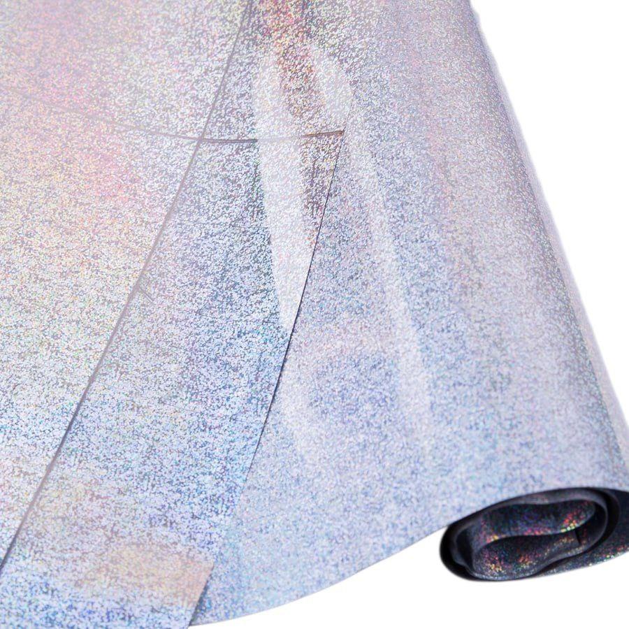 Плівка подарункова 70 см × 10 м срібна голограма | пакувальна плівка для подарунків, декоративна упаковка, голографічна плівка