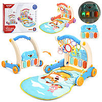 Каталка-ходунки HE0612-HE0613 (12шт) 40-34-в41см, 2в1(килимок для немовля 45-72-в41см),підвіски,піаніно,звук,свіло,2кольори, на