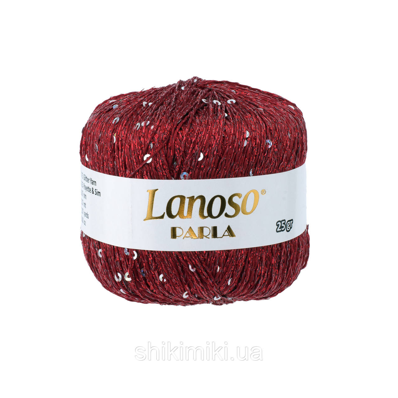 Пряжа з мініпаєтками Lanoso PARLA, колір Червоний + паєтка голограма, фото 1