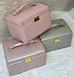 💖Стильний великий кейс для коштовностей, яскрава розсувна скринька з дзеркалом, фото 2