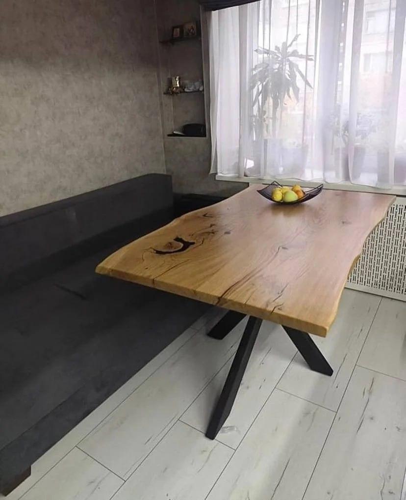 Прямокутна стільниця з дуба з живим краєм, фото 1