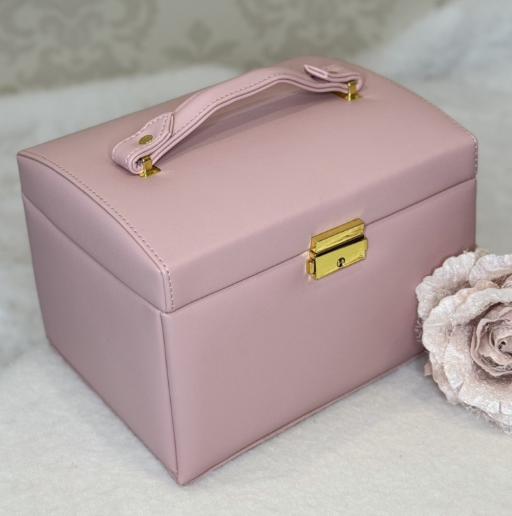 💖Стильний великий кейс для коштовностей, яскрава розсувна скринька з дзеркалом, фото 1