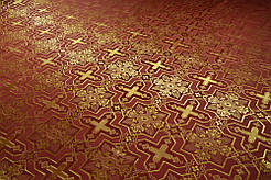 Шовкова церковна тканина Кустодія велика бордова з золотом