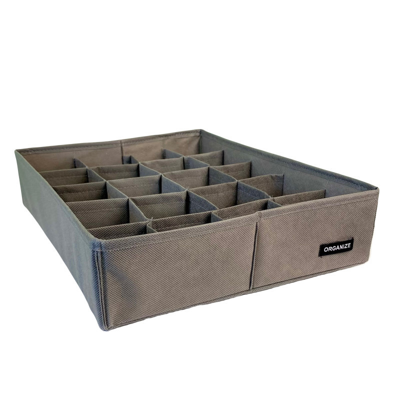 Органайзер для дитячих шкарпеточок та шапочок на 20 комірок 35×28×8 см (сірий), фото 1