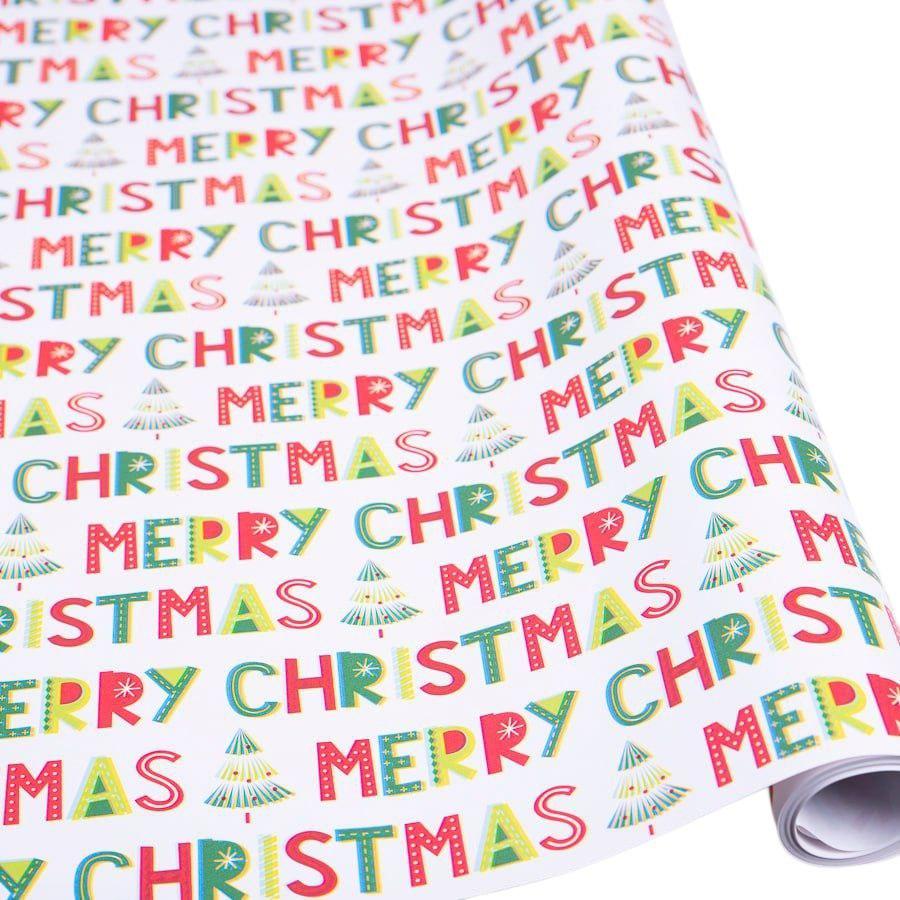 Подарунковий новорічний папір «Merry Christmas» 70 см × 10 м