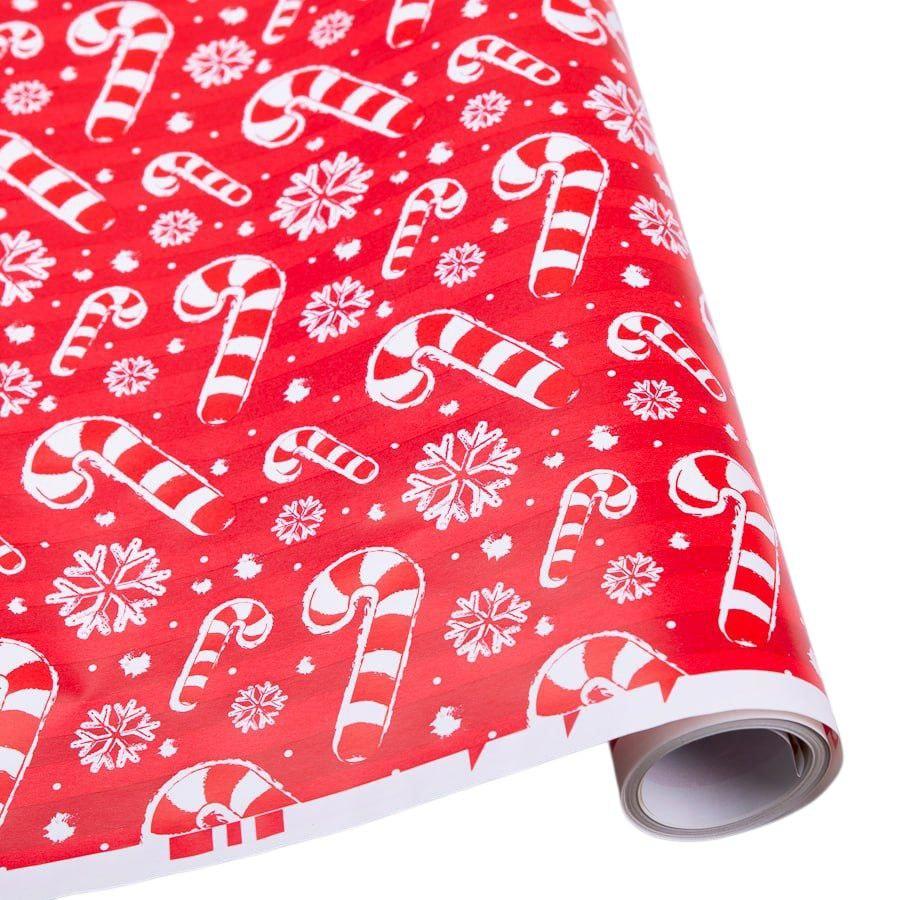 Подарунковий новорічний папір «Candy Snow» 70см × 10м