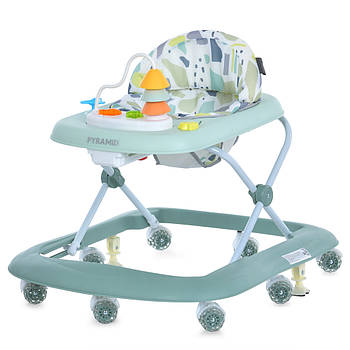 Ходунки El Camino ME 1217 PYRAMID з музичною панеллю, регульованим сидінням і силіконовими колесами Зелений