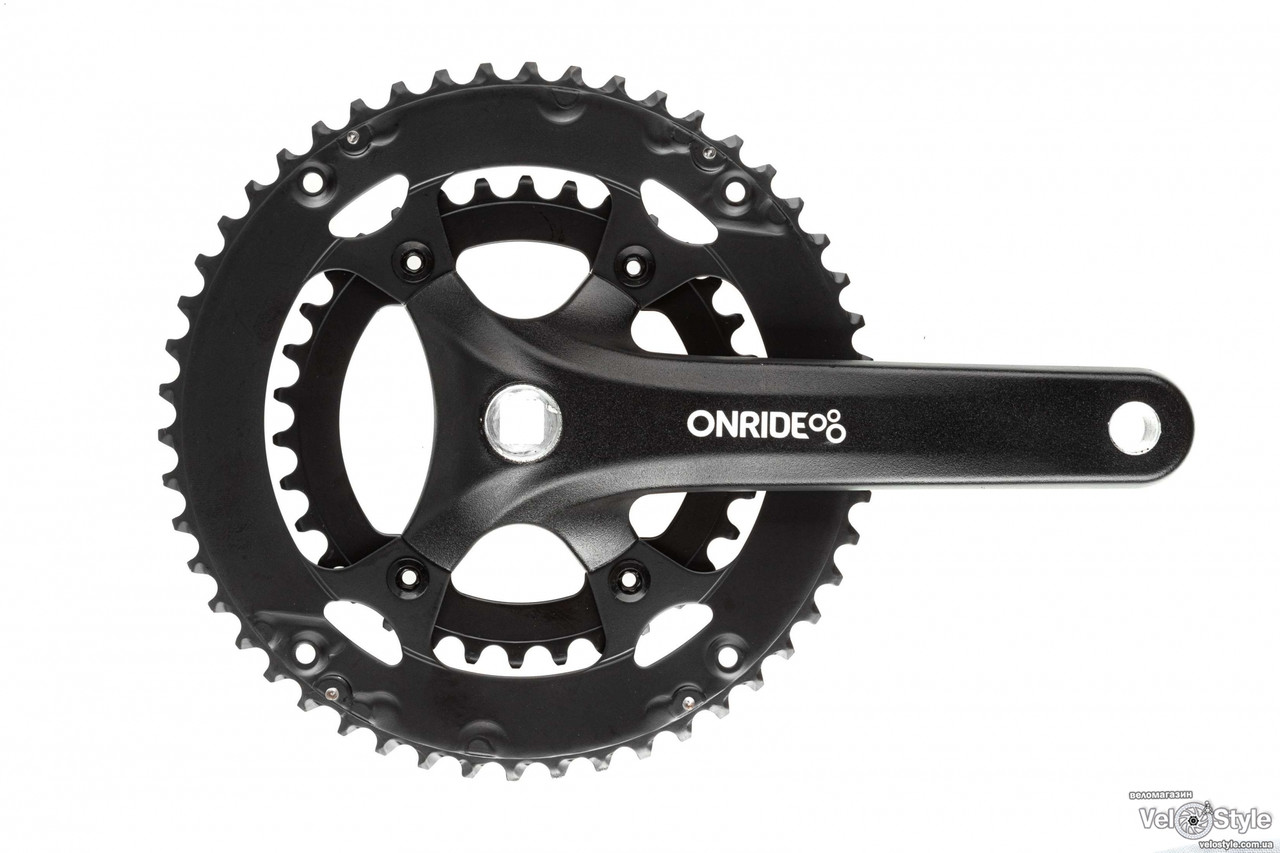Шатуни ONRIDE Duet 920, під квадрат, 175 мм, 34-50Т BCD: 110/80 мм, на 9/8 шв., чорний, фото 1