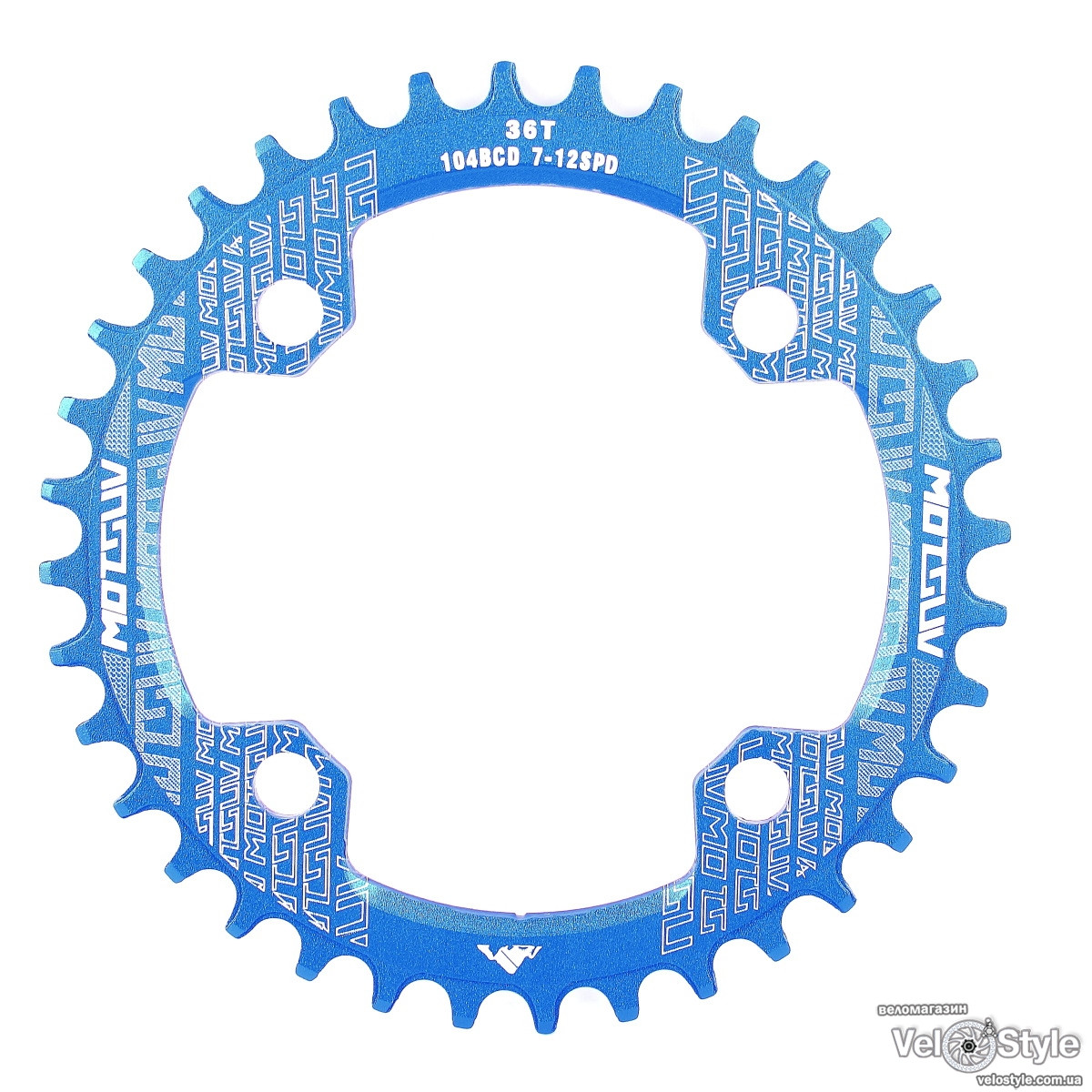 Зірка шатунів Motsuv Narrow Wide Round 36T BCD104 ALU синя, фото 1