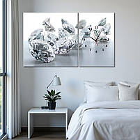 Картина-годинник «Діаманти» Елегантний настінний декор у сучасному стилі Друк на полотні Безшумний механізм 100х60 з 2х модулів, фото 3