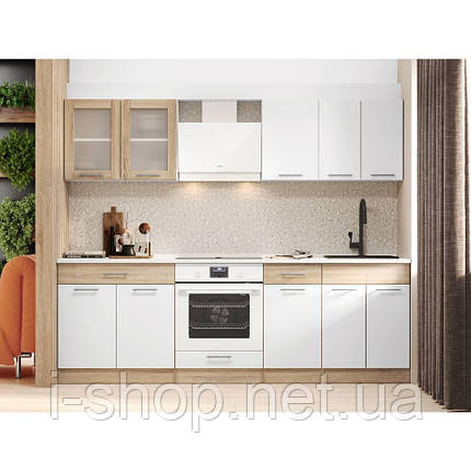 Кухня модульна Еверест Еко набір №3 дуб сонома/німфея альба (білий) 2.4 м стільниця Скай (DTM-071058), фото 1