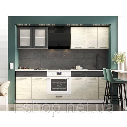 Кухня модульна Еверест Еко набір №3 крафт білий/графіт 2.4 м стільниця Скай (DTM-071063), фото 1