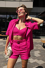 Комплект жіночий лляний "Alessandra" малиновий