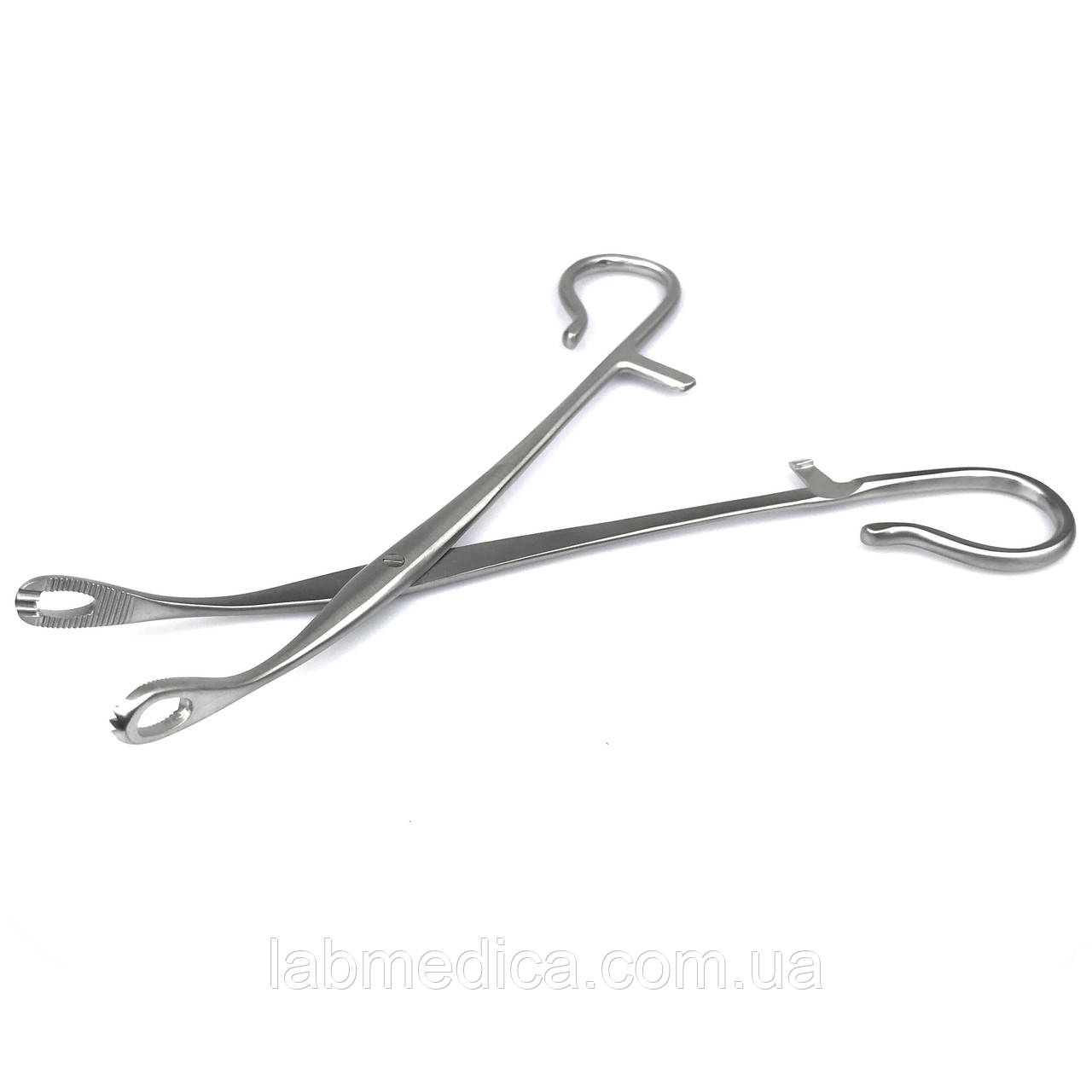 Щипці для захоплення мигдалін через Blohmke вигнуті вікончасті з зубцями зубчасті. Довжина 20 см SURGIWELOMED, фото 1