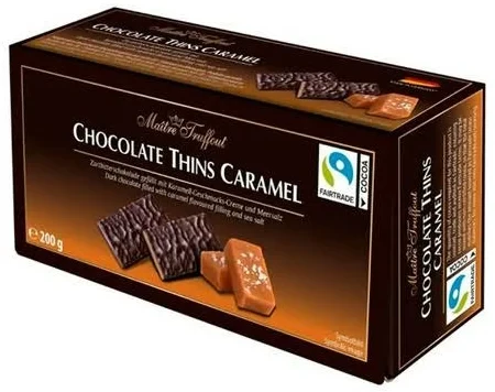 Шоколадні цукерки Maitre Truffout Chocolate Thins Caramel з кармеллю, 200 г