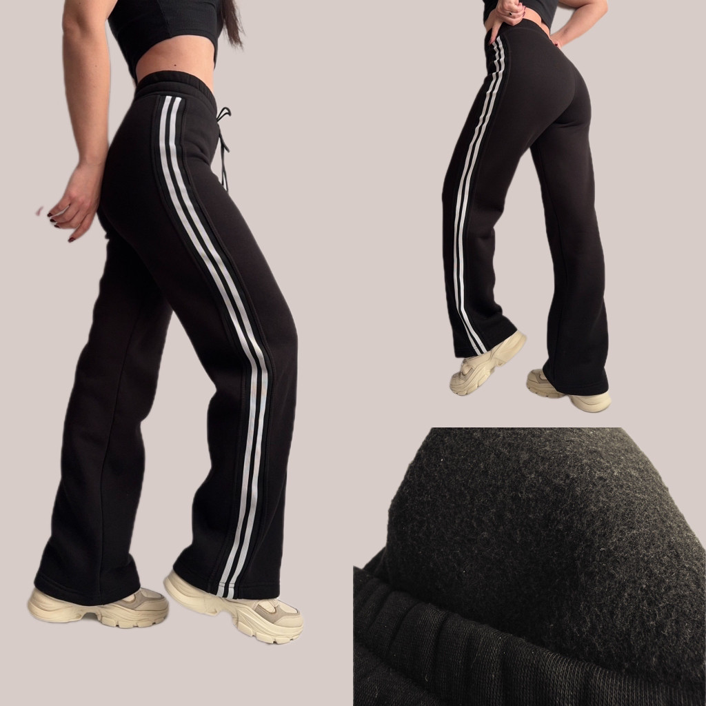 Палаццо з ТУРЕЦЬКОЇ трьохнитки на ФЛІСІ мод. 037 чорні