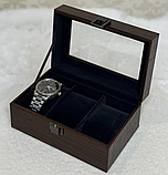 🖤Cкринька для годинників на замочку, 3 відділи, із МДФ, Темно-коричнева, фото 2