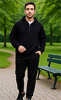 Спортивный костюм мужской - черный, турецкая трикотажная ткань на флисе