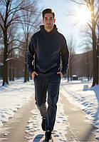 Купить мужской спортивный костюм на флисе темно-серый с капюшоном GoodBoX.com.ua со снижкой