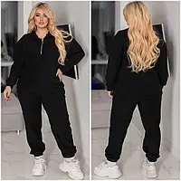 Женский теплый зимний спортивный костюм из флиса больших размеров , кофта и штаны - джогеры р-48-62 флисовый женский костюм