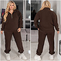 Женский теплый флисовый спортивный костюм большого размера , кофта и штаны - джогеры р-48-62 женский костюм из флиса