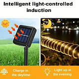 Світлодіодна зовнішня гірлянда "Трубка" 10 м 100 LED сонячна теплий білий, фото 4