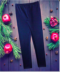 Лосини теплі для дівчинки однотонні сині на  хутрі