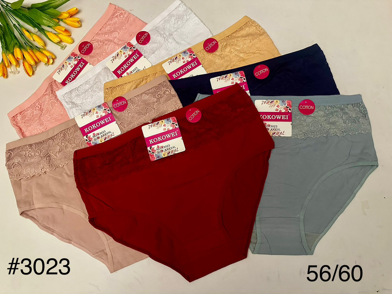 Труси жіночі однотонні 58/60 мереживо по верху