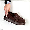 Молодіжні замшеві шоколадні автоледі на потовщеній підошві, фото 4