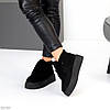 Стильні зимові чорні замшеві черевики на потовщеній підошві, фото 4