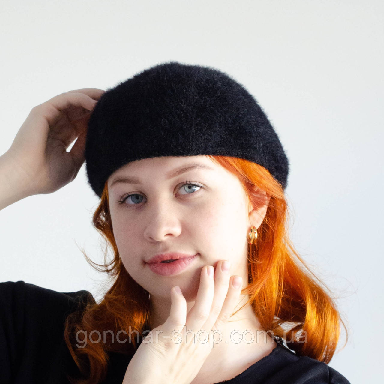 Кепі тепла картуз KENT&AVER, ангорка чорна 56-57, фото 1
