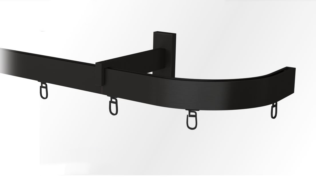 Карниз з вигином однорядний настінний Скарлайн Чорний, фото 1