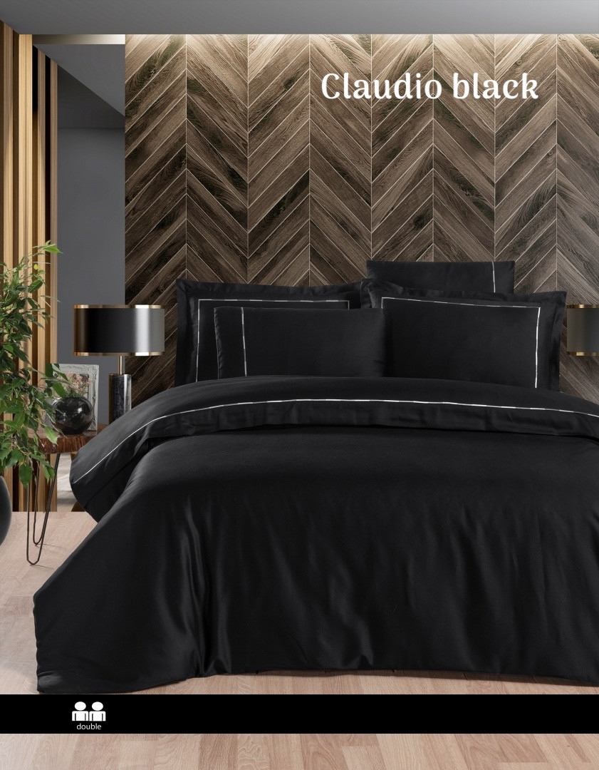 Постільна білизна First Choice Vip сатин євро розмір Claudio black, фото 1