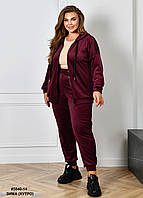 Спортивний велюровий костюм на хутрі, бордо