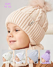 Комплект зимовий для маленьких дівчаток, шапка з помпоном і зав'язками, хомут на шию Vertex розмір 46-50