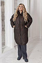 Стьобане зимове пальто шоколад у великому розмірі батал Розміри: 48-50, 52-54, 56-58, 60-62, фото 4