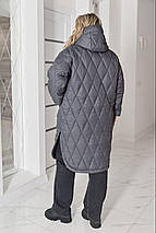 Стьобане зимове пальто сіре у великому розмірі батал Розміри: 48-50, 52-54, 56-58, 60-62, фото 4