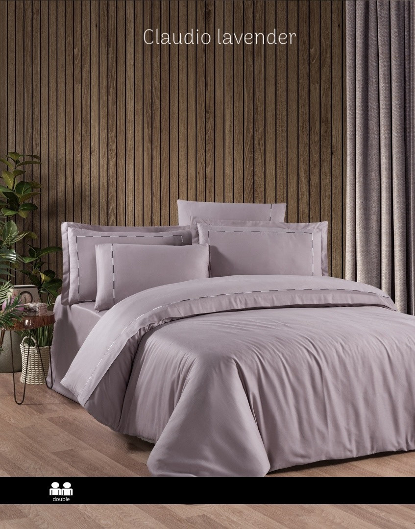 Постільна білизна First Choice Vip сатин євро розмір Claudio lavender, фото 1