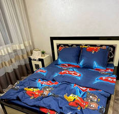 Полуторний комплект постільної білизни із Бязі Голд "Маквін блискавка"