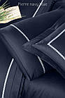 Постільна білизна First Choice Vip сатин євро розмір Pierre navy blue, фото 2