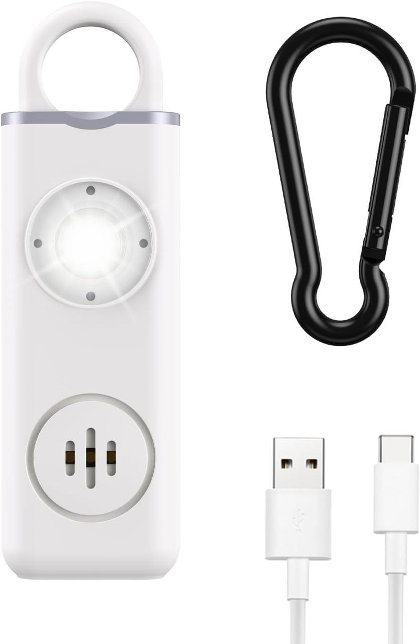 Персональна сигналізація ORIA для літніх жінок, гучний сирена 130 дБ зі світлодіодною стробоскопом і карабіном, підтримує USB, фото 1