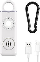 Персональна сигналізація ORIA для літніх жінок, гучний сирена 130 дБ зі світлодіодною стробоскопом і карабіном, підтримує USB