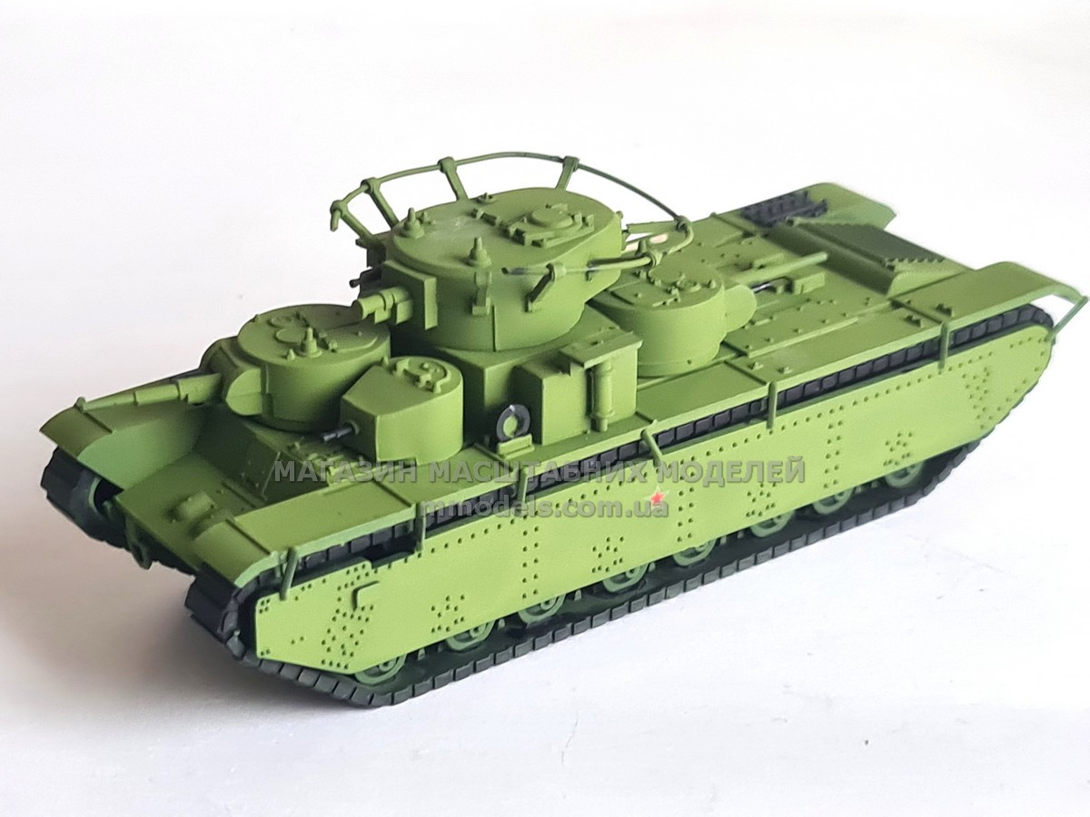 Стендова модель - броньований танк T-35 1937 (командирский), зістарений, масштаб 1/87, H0, фото 1