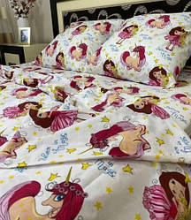 Полуторний комплект постільної білизни із Бязі Голд "Єдиноріг"