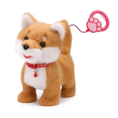 Інтерактивний вихованець з функціями / Іграшковий щеня Акіта на повідку для дітей ходить гавкає говорить Плюшева собачка
