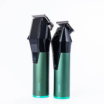 Набір для стриження машинка та тример VGR V-677 з насадками зелений металік (HPV677)