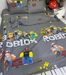 Полуторний комплект постільної білизни із Бязі Голд "Роблекс сірий"