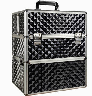 Чемодан для косметики та манікюру SOULIMA XL 3D чорний, з органайзером і захистом, для професіоналів і подорожей